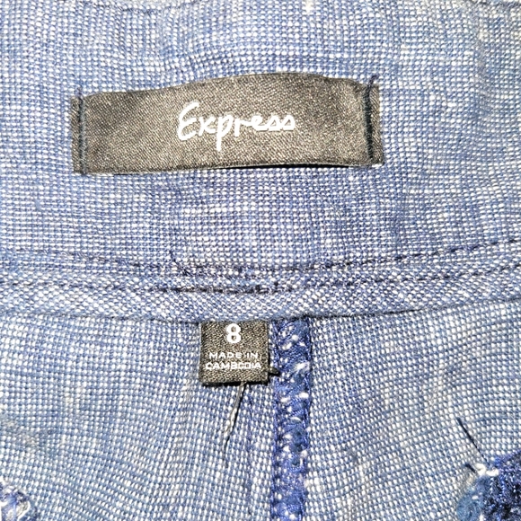 Vintage Express Blue Linen/Cotton Blend Shorts - Picture 4 of 4